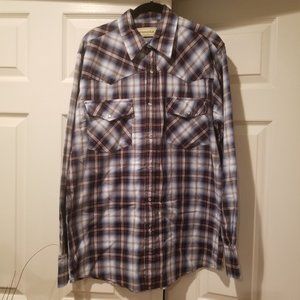 Men's Blue & Brown Western Shirt - Size L